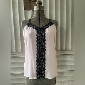 Express Soft Pink Chemise with Black Lace Detail